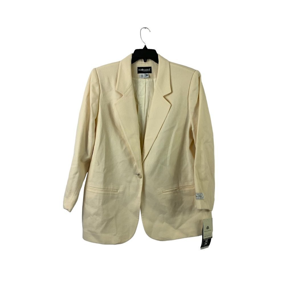 Sag Harbor Women's Pure Wool Cream Blazer